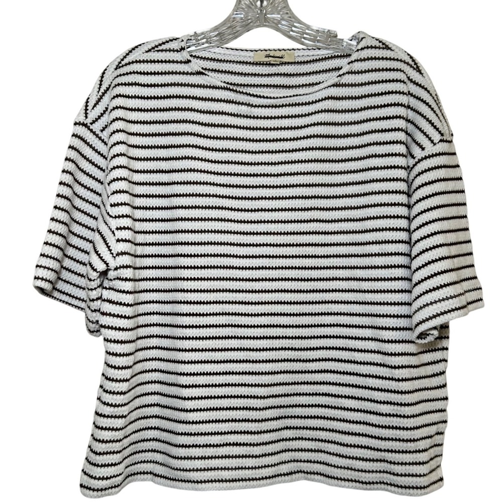 NWT Madewell Everyday Boxy Crop Tee red white Stripe women's s minimal casual